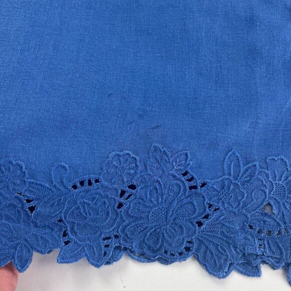 Jones New York 3X Linen Tunic Top Blue Eyelet Lace Relaxed Boho Coastal - Picture 3 of 11